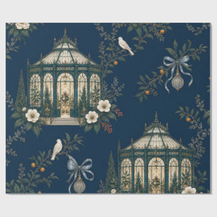 Papel de embrulho de Natal Jewel Glasshouse Midnig