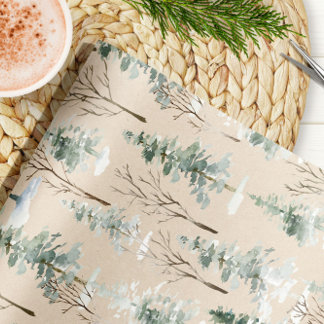 Papel de embrulho de Natal Kraft Floresta em Aquar