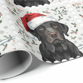 Papel de embrulho de natal labrador preto
