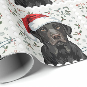 Papel de embrulho de natal labrador preto