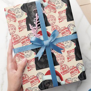 Papel de embrulho de natal labrador preto