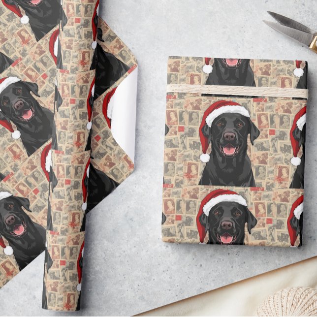 Papel de embrulho de natal labrador preto (Criador carregado)