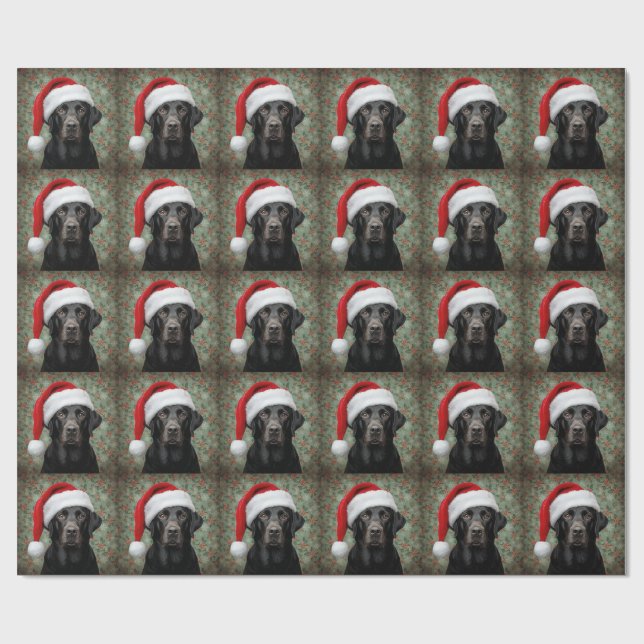 Papel de embrulho de natal labrador preto (Aberto)