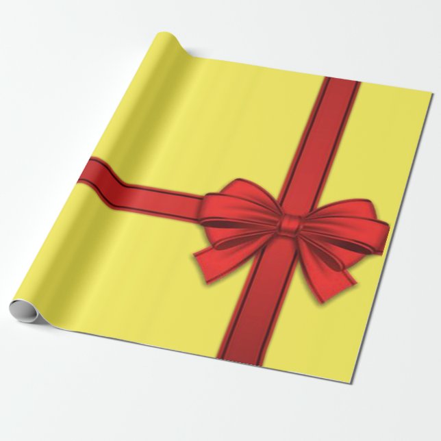 Papel de embrulho de Natal Laço Vermelho Amarelo (Desenrolado)