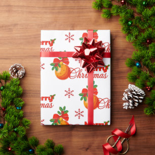 Papel de embrulho de Natal laranja enfeite alegre