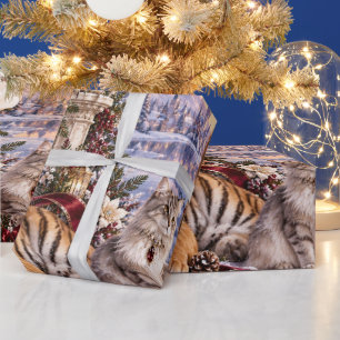 Papel de embrulho de Natal Luxuoso Blush Mauve Flo