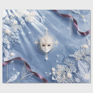 Papel de embrulho de Natal Mascarada Azul Marinho