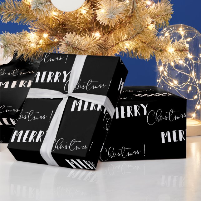 Papel de embrulho de Natal | Minimalista Preto (Feriados)