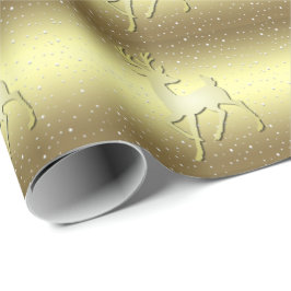 Papel de embrulho de Natal nevado Renascer Dourado