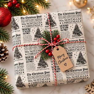 Papel de embrulho de Natal Nostalgia, Jornal Vinta
