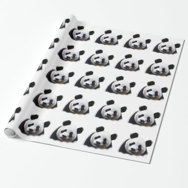 Papel de embrulho de Natal Panda Preto e Branco (Desenrolado)