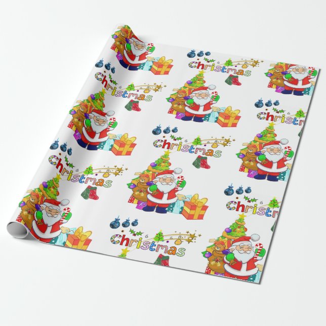 Papel de embrulho de Natal Papai Noel (Desenrolado)