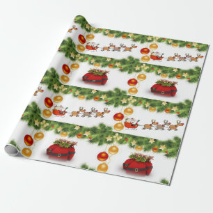 Papel de embrulho de Natal Papai Noel Trenó