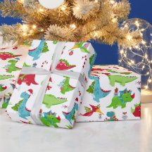 Papel de embrulho de Natal para crianças com dinos