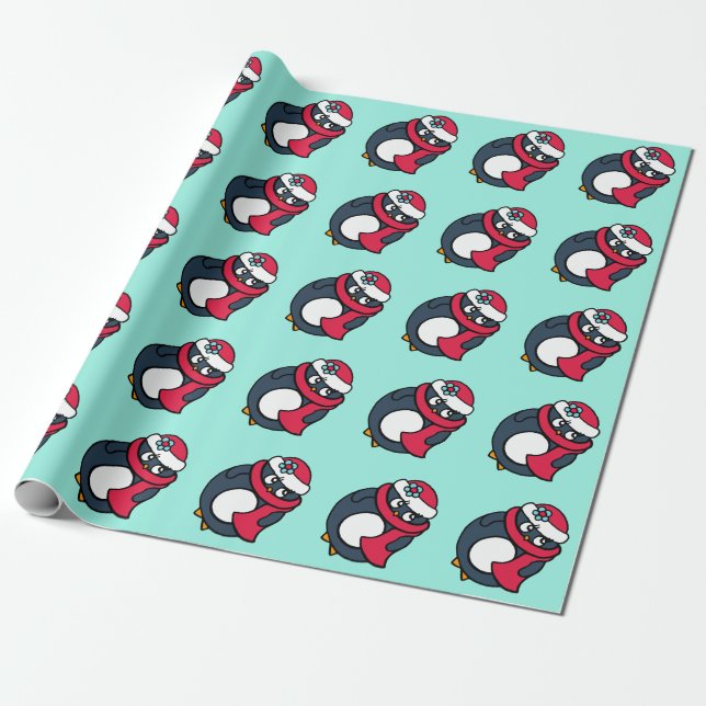 Papel de embrulho de Natal para crianças Pinguins (Desenrolado)