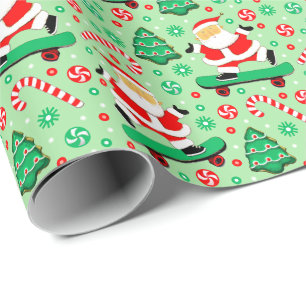 Papel de embrulho de Natal para presente de skate