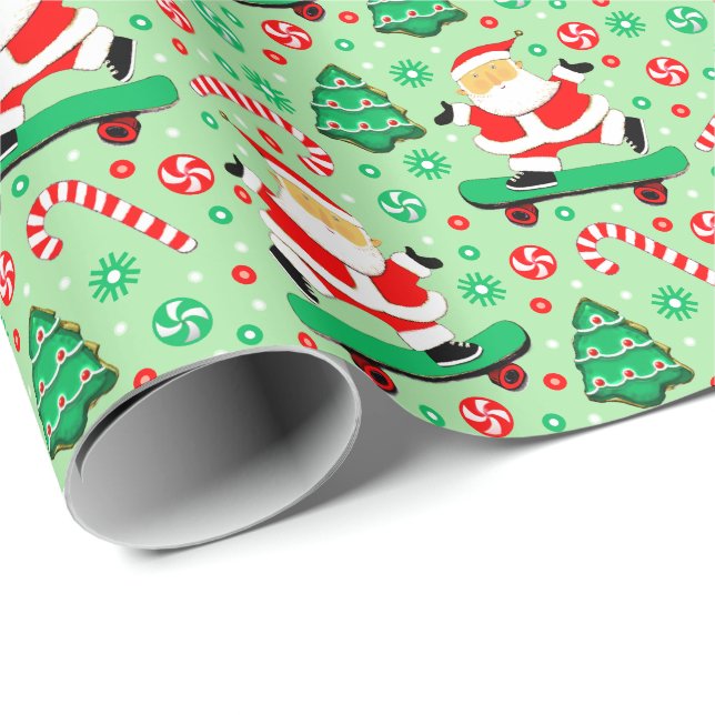 Papel de embrulho de Natal para presente de skate (Ponta do rolo)