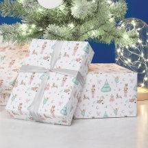 Papel de embrulho de Natal pastel cor-de-rosa