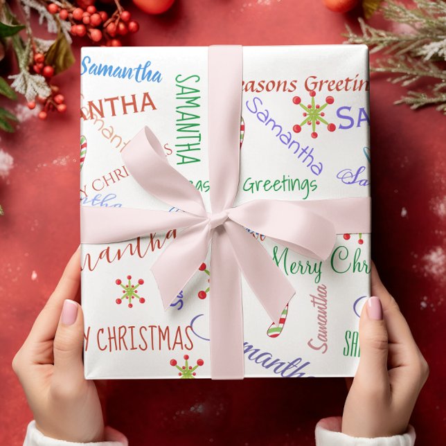 Papel de embrulho de Natal personalizado com nome (Criador carregado)