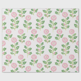 Papel de embrulho de Natal Pink Daisy e Holly Bran