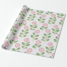 Papel de embrulho de Natal Pink Daisy e Holly Bran