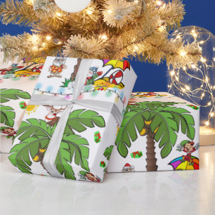 Papel de embrulho de Natal Praia de verão Papai No