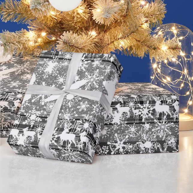 Papel de embrulho de Natal prateado e neve (Feriados)
