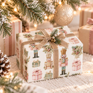 Papel de embrulho de Natal quebra-nozes rosa paste