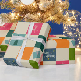 Papel de embrulho de Natal Retro Alegre e Brilhant