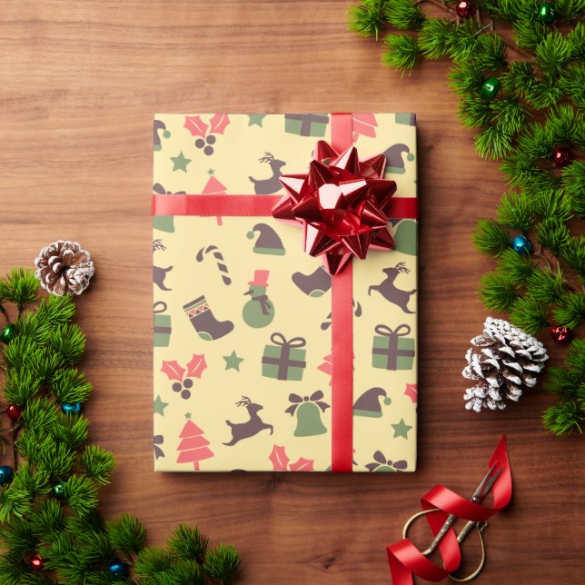 Papel de embrulho de Natal Retro Elegante (Presente de Natal)