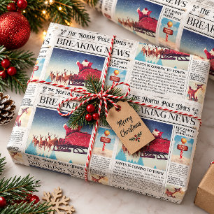Papel de embrulho de Natal retrô Jornal