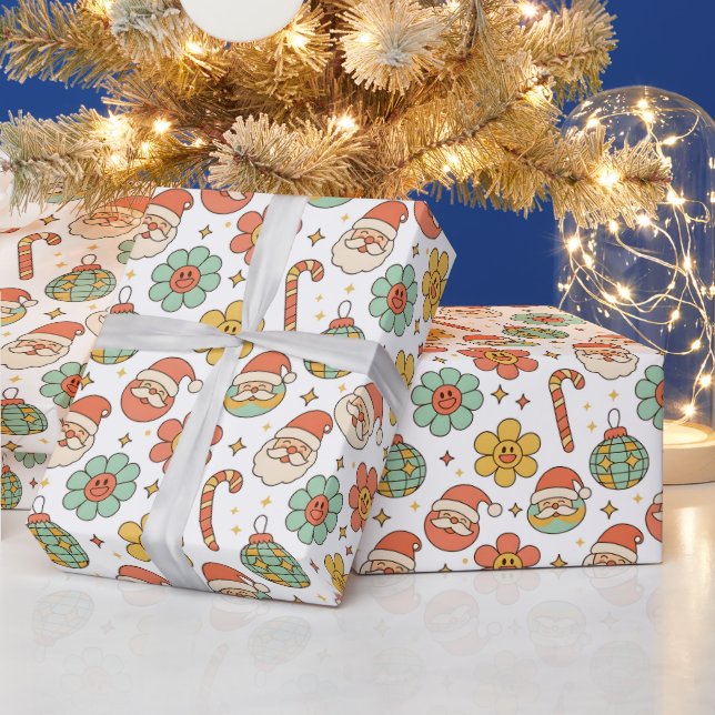 Papel de embrulho de Natal retrô Vibrações Alegres (Feriados)
