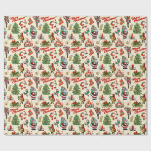 Papel de embrulho de Natal retrô vintage