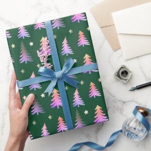 Papel de embrulho de Natal rosa fofo verde