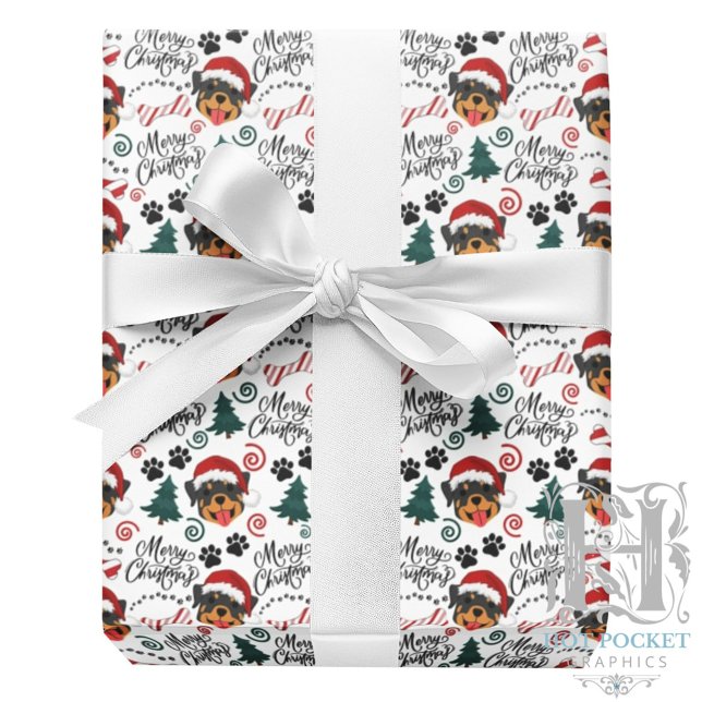 Papel de embrulho de Natal Rottweiler (Criador carregado)