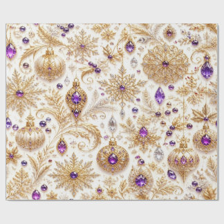 Papel de embrulho de Natal roxo ouro elegante Pa