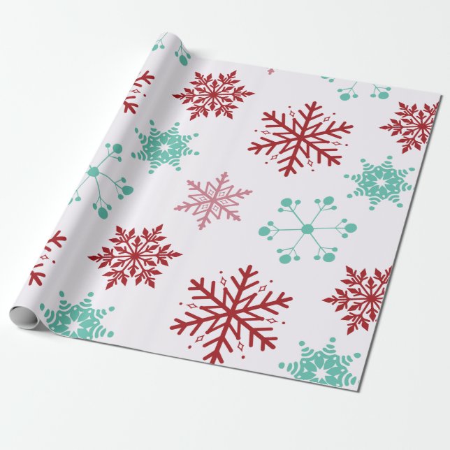 Papel de embrulho de Natal Rua Floco de Neve Verme (Desenrolado)