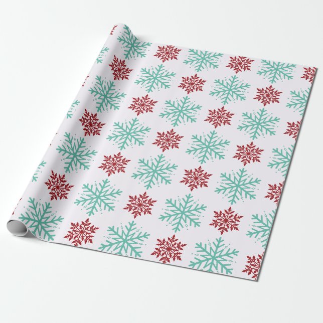 Papel de embrulho de Natal Rua Floco de Neve Verme (Desenrolado)