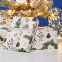 Papel de embrulho de Natal rústico da floresta