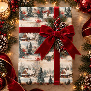 Papel de embrulho de Natal rústico festivo vintage