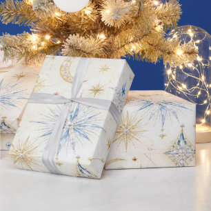 Papel de embrulho de Natal Safira Celestial