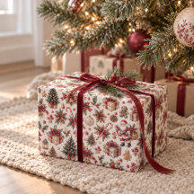 Papel de embrulho de Natal Santa & Presentes
