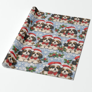 Papel de embrulho de Natal Shih Tzu
