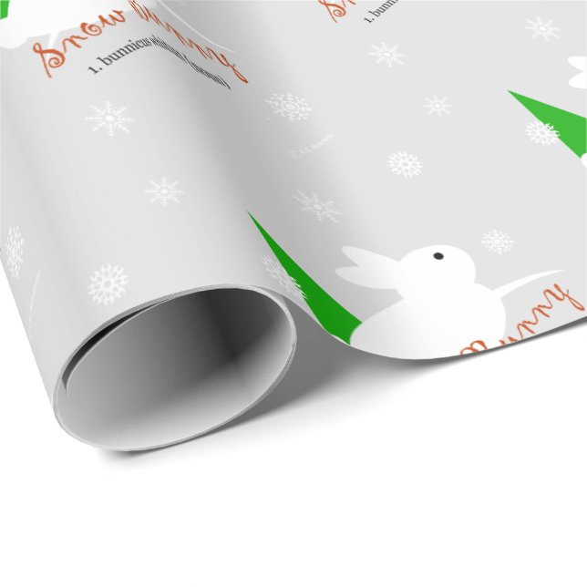 Papel de embrulho de Natal Snow Bunny Rabbit (Ponta do rolo)