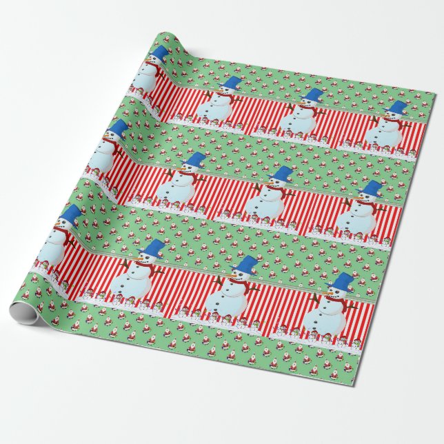 Papel de embrulho de Natal Snowman (Desenrolado)