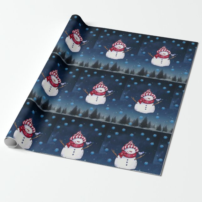 Papel de embrulho de Natal Snowman (Desenrolado)