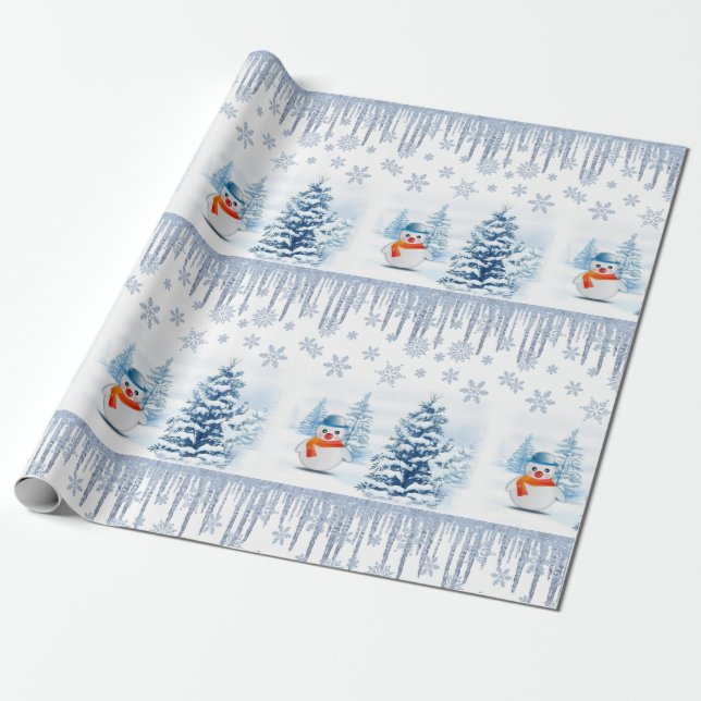 Papel de embrulho de Natal Snowman (Desenrolado)