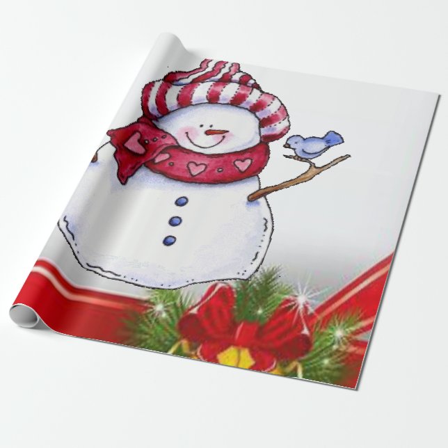 Papel de embrulho de Natal Snowman (Desenrolado)