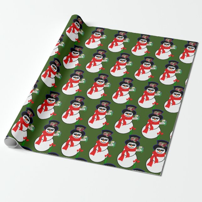 Papel de embrulho de Natal Snowman (Desenrolado)