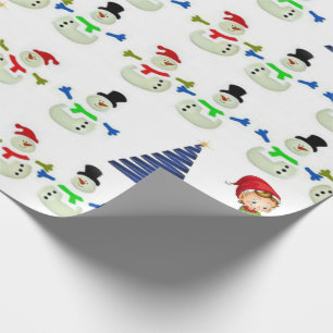 Papel de embrulho de Natal Snowman Elf